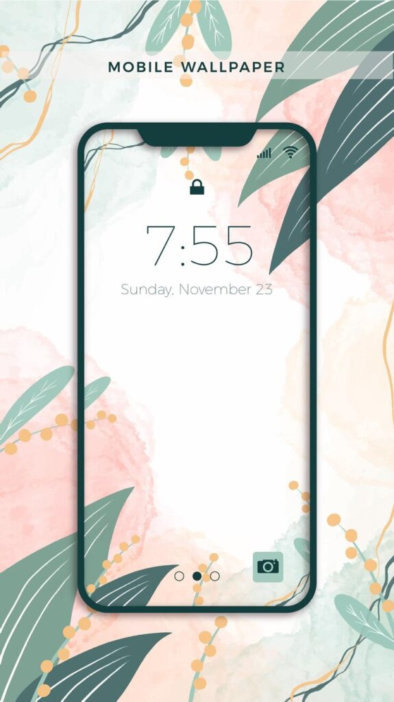 hand painted mobile wallpaper design with plants leaves 60389 63 2